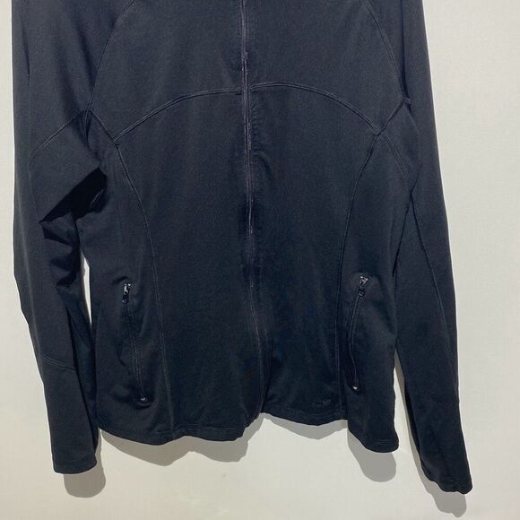 Champion Women's Black Stretch Full Zip Mock Neck Raglan Sweatshirt Size Large - Picture 2 of 9